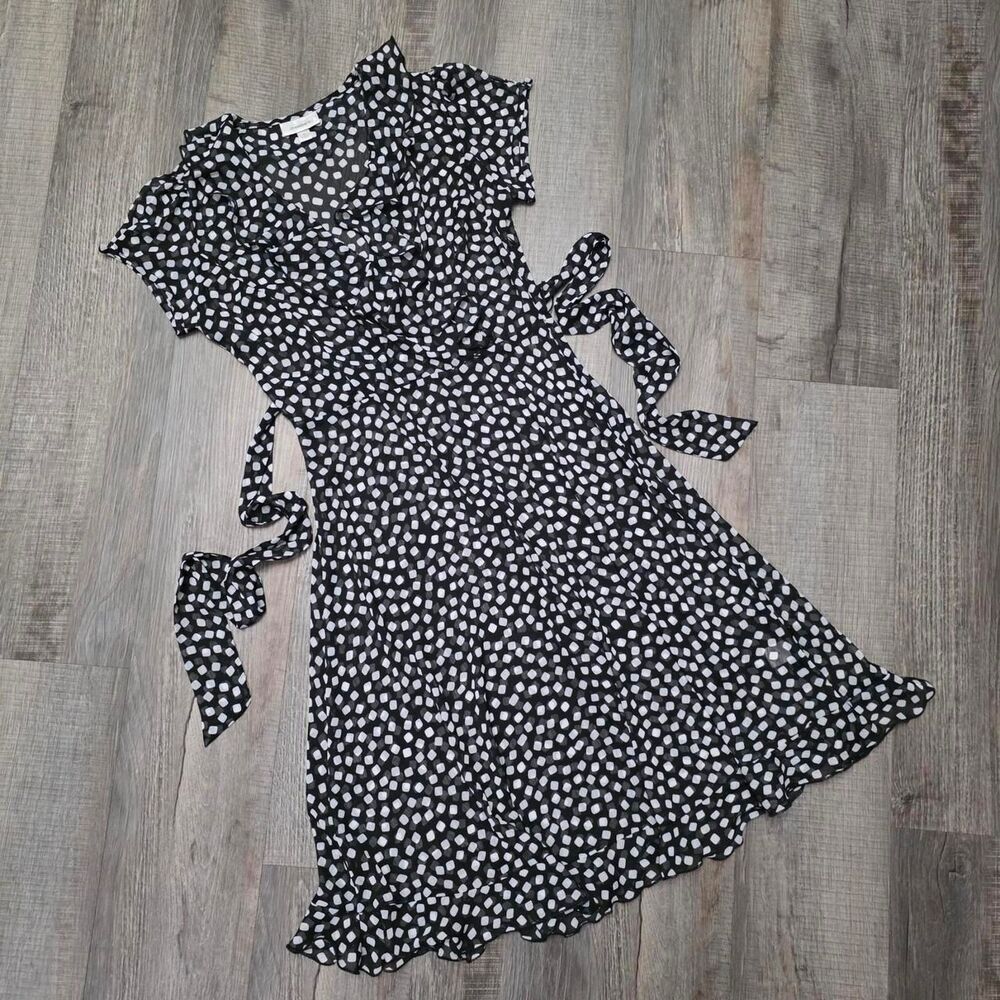 Dressbarn Women's Size 6 Black and White Polka Dotted Sheer Dress